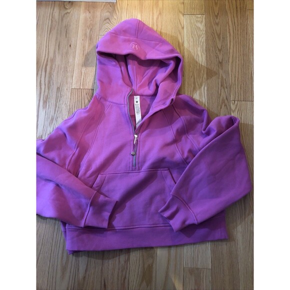 Lululemon Tops - Lululemon Scuba Oversized 1/2 Zip Hoodie Pink Medium Thumbholes NWT